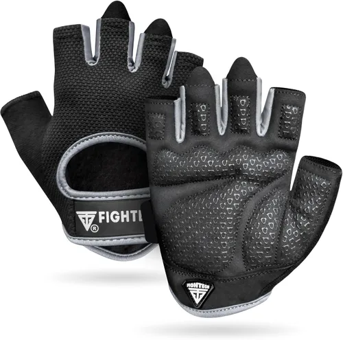 Miniatura 8 de FIGHTECH Guantes de entrenamiento para hombres y mujeres, guantes sin dedos para levantamiento de pesas con palmas acolchadas, guantes de gimnasio