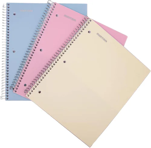 Miniatura 2 de Mintra Office Cuadernos de espiral duraderos, 1 materia, (rosa primavera, amarillo sol, hielo ártico, rayas anchas, paquete de 3)