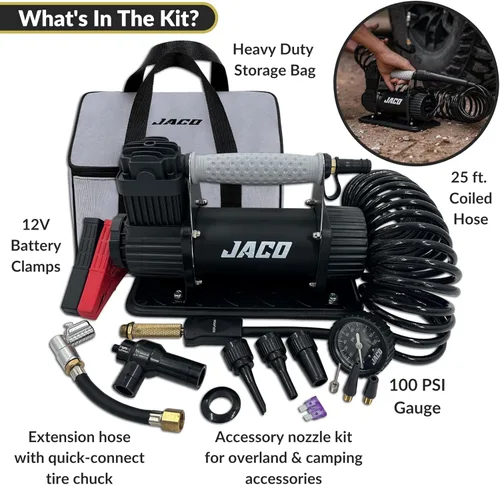 Miniatura 3 de JACO 4X4 TrailPro - Compresor de aire portátil resistente, 3.5 CFM (12V/33A) Kit de inflado de neumáticos On x Off Road