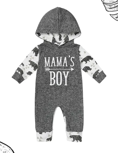 Miniatura 6 de Ropa de bebé niño, estampado de letras de manga larga mameluco ropa de bebé para niño