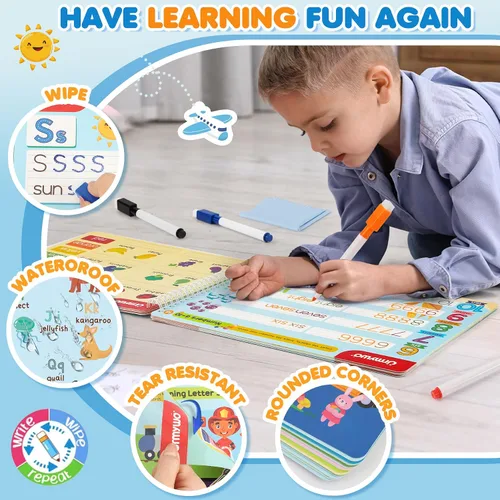 Miniatura 6 de Actividades de aprendizaje preescolar, libros de trabajo de jardín de infantes, juguetes educativos de aprendizaje del alfabeto para niños de 2, 3