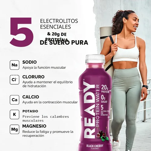 Miniatura 3 de Ready Protein Water - Agua con 0.53 onzas (15 g) de proteínas de suero de leche, sin azúcar, 12 unidades, 16.9 onzas líquidas cada una.