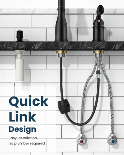 Miniatura 8 de APPASO Grifo de cocina de 3 agujeros con rociador extraíble, grifos de cocina con dispensador de jabón, 3 piezas de grifo de fregadero de cocina
