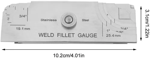 Miniatura 5 de Soldadura de filete, 7 piezas de calibre de inspección de soldadura de filete, acero inoxidable, prueba métrica cubital y pulgadas, para verificar