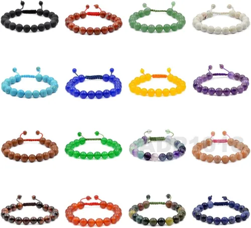 Miniatura 15 de AD Beads Pulseras de piedras preciosas unisex de 0.315 pulgadas (0.315 in), macramé curativo ajustable de 7 a 9 pulgadas Usa esta pulsera