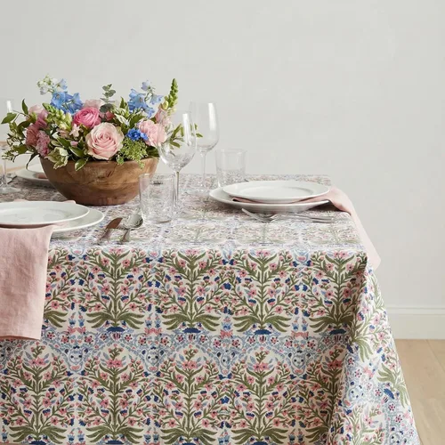 Miniatura 76 de ATOSII Mantel 100% algodón, Amara, floral, hecho a mano, rectangular, de lino, para cocina, comedor, fiestas, bodas, exteriores, picnics, Pascua