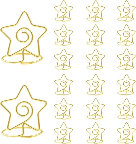 ELANE Juego de portatarjetas de boda: mini estrellas, 20 piezas, soportes para números de lugar y mesa