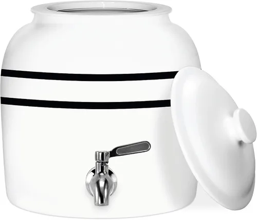 Geo Sports Bottles Geo Sports - Dispensador de agua de cerámica de porcelana, grifo de acero inoxidable, válvula y tapa incluidas. Se adapta a Rayas