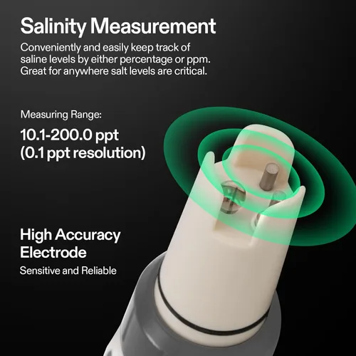 Miniatura 6 de VIVOSUN Medidor de pH digital 5 en 1 con función de PH/salinidad/TDS/EC/temperatura, pantalla de retroiluminación, IP67 impermeable para hidroponía