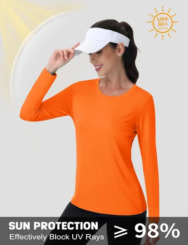 Miniatura 2 de MAGCOMSEN Camisetas de entrenamiento para mujer UPF 80+ de manga larga, camiseta atlética de secado rápido