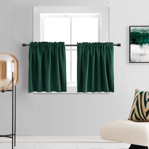 Miniatura 13 de DONREN - Cortinas blackout de 2 paneles con bolsillo para cortinero Negro