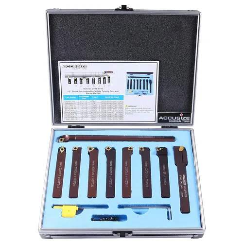 Accusize Industrial Tools 1/2" 9 piezas/juego, herramientas de torneado de carburo indexables y barra de mandrinar, 2988-0012 | 1/2" Shank 9pc