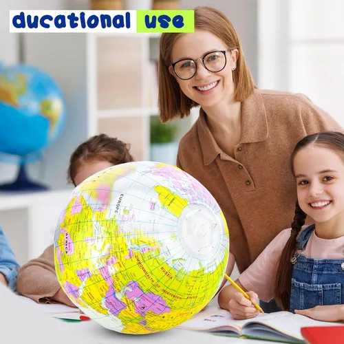 Miniatura 4 de Globo inflable de 16 pulgadas para inflar, globo del mundo de PVC, bola de playa, juguetes para niños, juego de piscina, juego en el aula, jugar