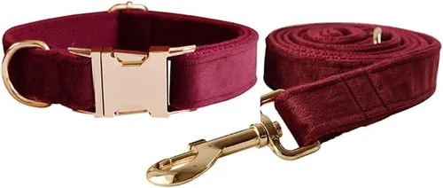 Miniatura 12 de Love Dream Juego de collar y correa de terciopelo para perro, suave y cómodo, correa ajustable y collar con hebilla de metal resistente para perros
