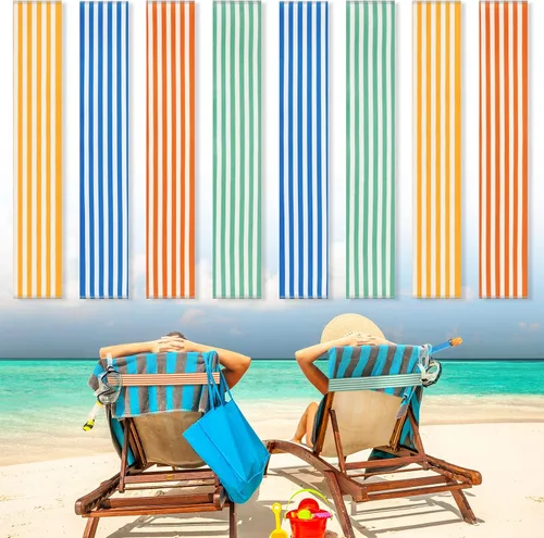 Miniatura 10 de Boao 4 paquetes de bandas de toalla para silla de playa, esenciales para piscina y crucero, elásticas y resistentes al viento, clips para toallas