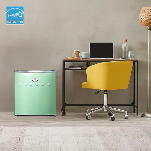 Miniatura 7 de ICEBOX Refrigerador compacto de 1.7 pies cúbicos, refrigerador pequeño certificado ENERGY STAR, mini refrigerador de una sola puerta con Verde menta
