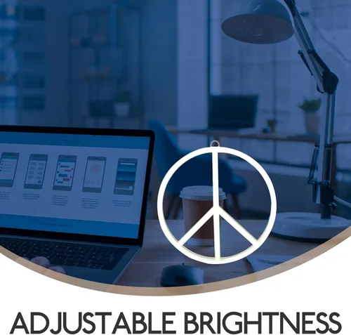 Miniatura 6 de OSALADI Luz de neón con señal de paz de 8.66 pulgadas, funciona con pilas, funciona con USB, lámpara de noche para dormitorio, fiesta, decoración