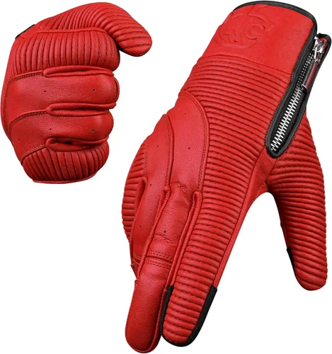 Miniatura 10 de J.A.G. Guantes de motocicleta – Guantes de motocicleta perforados de cuero premium para hombres con protección de nudillos Guantes de motocicleta