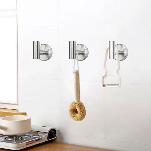 Miniatura 2 de TocTen Gancho para toallas de baño, paquete de 3 ganchos para bata de pared, gancho de acero inoxidable SUS 304, gancho de toalla resistente