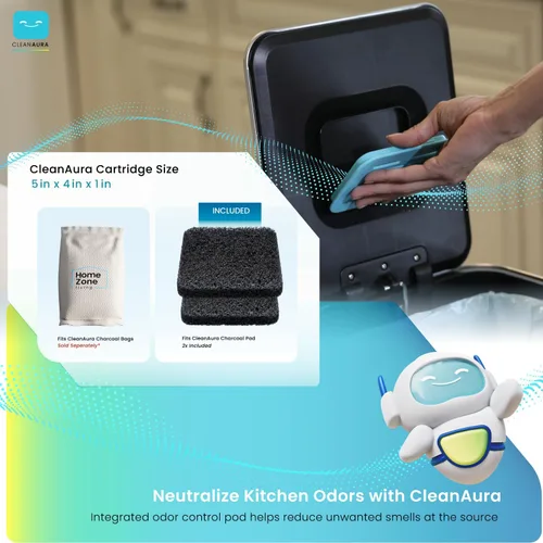 Miniatura 2 de Home Zone Living cubeta de basura de cocina de 16 galones con compartimentos duales para reciclaje, control de olor CleanAura, acero inoxidable