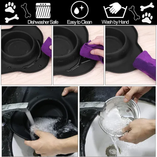 Miniatura 7 de AsFrost Cuencos para comida de perro de acero inoxidable Cuencos para mascotas y cuencos para agua de perro sin derrames ni deslizamiento, cuencos