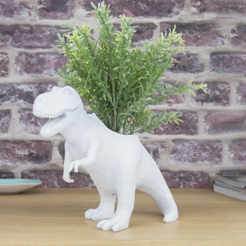 Miniatura 2 de Gift Republic T-Rex - Maceta de dinosaurio divertida para plantas pequeñas, decoración de dormitorio con temática de dinosaurio y accesorio