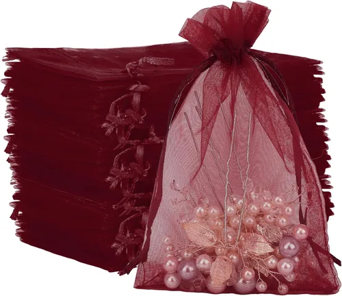 Miniatura 8 de Bolsas de organza, bolsas de organza de 4 x 6, bolsas blancas para recuerdos de boda, 50 bolsas de malla con cordón, bolsas de regalo de joyería