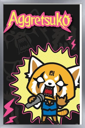 Miniatura 9 de Trends International Aggretsuko Rock Out - Póster de pared, 22.4 pulgadas de largo x 14.7 pulgadas, versión enmarcada en madera de granero