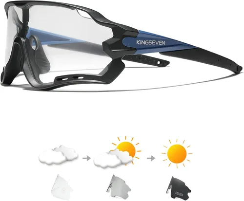 KINGSEVEN Gafas de ciclismo para hombres y mujeres Bicicletas Deportes MTB Road Bike Gafas de sol Fotocromáticas LS-911 Azul fotocrómico