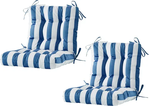Miniatura 21 de BLISSWALK Cojines para sillas de exterior, 40 x 20 x 4 pulgadas, cojín de mimbre grueso con respaldo bajo y lazos para muebles de patio, floral