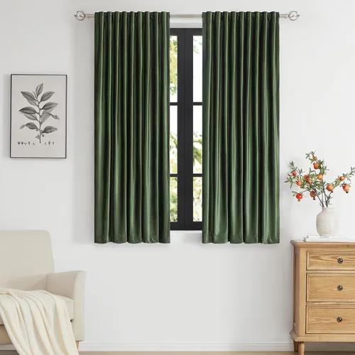 Miniatura 48 de PRIMROSE Cortinas de terciopelo champán de 63 pulgadas de largo para sala de estar, juego de 2 paneles opacos, bolsillo para barra, pestaña trasera