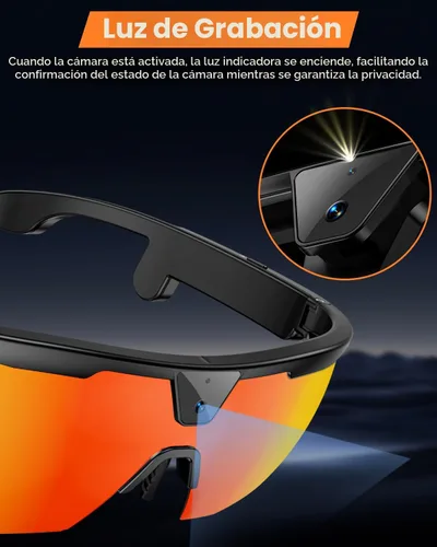 Miniatura 7 de Mingtawn Gafas inteligentes con cámara 4K HD antivibración y altavoces estéreo 3D Gafas de sol deportivas polarizadas UV400 Gafas de sol AI
