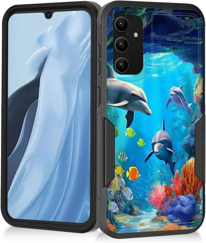 Miniatura 35 de Funda para Galaxy A14 5G, resistente de doble capa híbrida de policarbonato duro, goma suave, a prueba de golpes, funda protectora resistente
