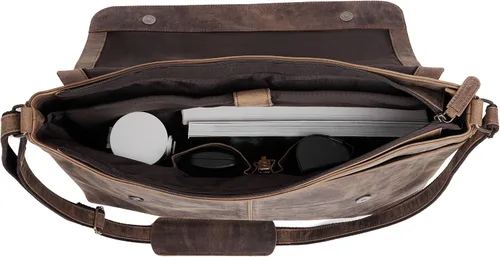 Miniatura 2 de KPL - Maletín de cuero para laptop para hombres y mujeres, la mejor bolsa de computadora de oficina de búfalo hecho a mano, desgastado bronceado