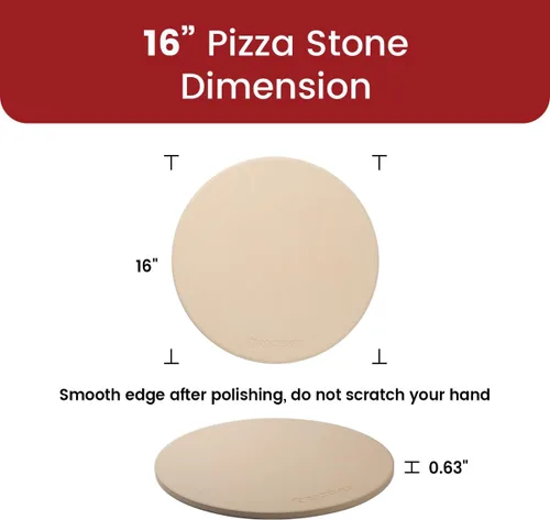 Miniatura 5 de K ROCKSHEAT Piedra para Pizza Redonda de 16 Pulgadas para Parrilla y Horno, Piedra de Hornear Grande de Cordierita para Pan, Piedra de Cocción