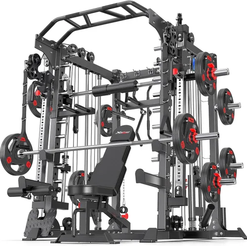 Miniatura 40 de Rack Multiusos para Sentadillas, Conjunto de Rack de Pesas Smith Machine con Sistema de Crossover de Cables, Racks de Potencia para Gimnasio en L04