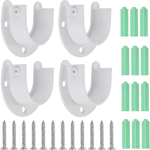 Miniatura 9 de OwnMy Paquete de 4 soportes para barra de armario de 1-1/2 pulgadas de diámetro, acero inoxidable en forma de U, soporte de barra de barra de brida