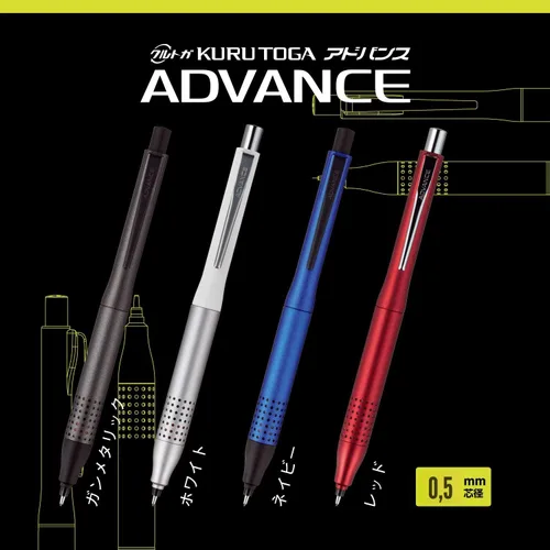 Miniatura 4 de Uni Kurutoga Advance Modelo Actualizado - Lápiz mecánico de 0.5mm, cuerpo metálico pistola (M510301P.43), negro
