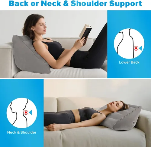 Miniatura 3 de USHMA Almohada inflable de cuña de rodilla para dormir de espalda, almohada debajo de la rodilla para dormir de espalda, cómoda almohada inflable