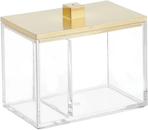 Miniatura 8 de mDesign Organizador Moderno Cuadrado para Encimera de Tocador de Baño, Recipiente Tarro de Almacenamiento para Hisopos de Algodón, Discos, Bolas