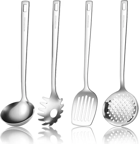 Miniatura 9 de Juego de utensilios de cocina de 5 piezas, juego de utensilios de cocina de acero inoxidable 18/8 con soporte giratorio (apto para lavavajillas)