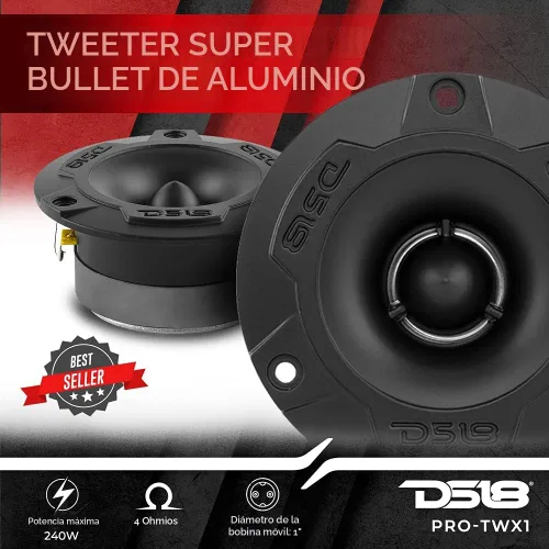 Miniatura 3 de DS18 PRO-GM6.4PK Paquete completo medio y alto, incluye 2 altavoces de rango medio de 6 pulgadas y 2 tweeter de aluminio Super Bullet de 1 pulgada