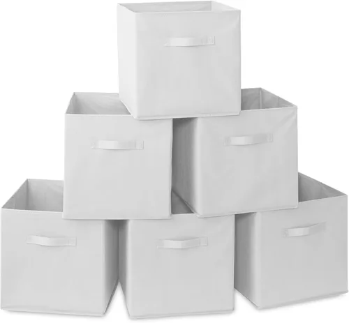 Miniatura 39 de Casafield juego de 6 cubos de almacenamiento plegables de tela, canastas de tela plegables de 11 pulgadas, para estantes, cubos organizadores