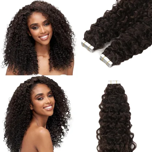 Miniatura 19 de Extensiones de cabello humano con micro anillo, lacio, rizado, color negro natural, largo microenlaces, extensiones de cabello humano para personas