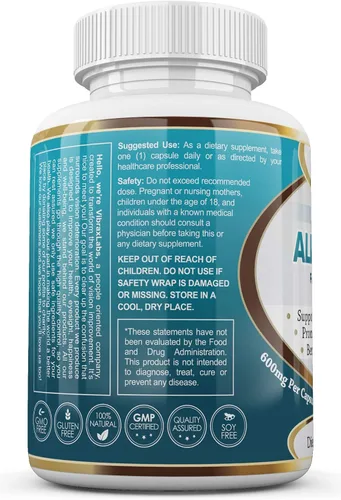 Miniatura 6 de Cápsulas de ácido alfa lipoico de 600 mg – Suplemento extra fuerte ALA – Las mejores cápsulas vegetarianas puras para el dolor nervioso, piel, cara