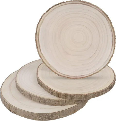 Miniatura 6 de Rebanadas de madera sin terminar, rebanadas de madera grandes para manualidades, centros de mesa de madera, losas de madera
