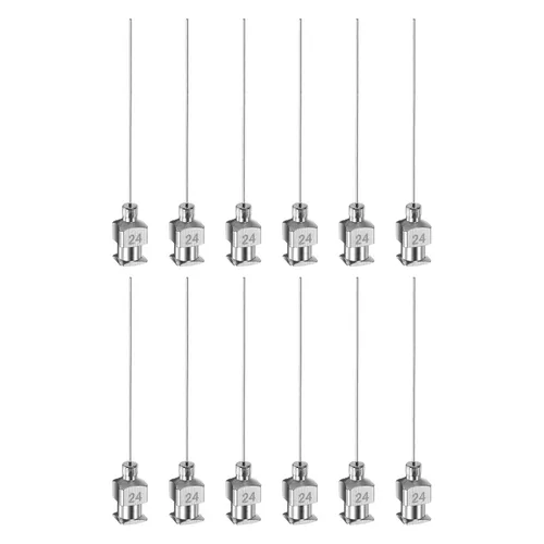 Miniatura 17 de HARFINGTON 12 agujas dispensadoras de acero inoxidable calibre 17, 1 1/2 pulgadas, tubo de aguja de pegamento de metal, puntas romas, Luer Lock