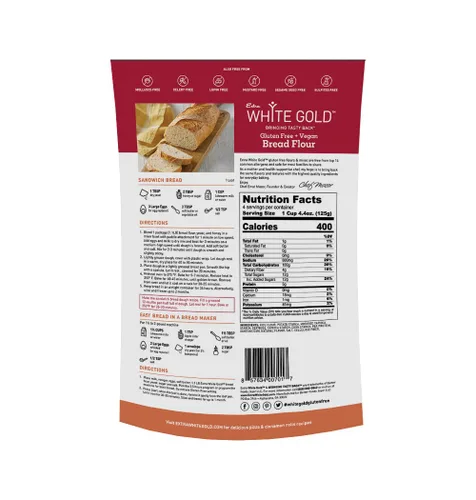 Miniatura 2 de Mezcla de harina de pan de oro blanco extra libre de gluten – Para panes, pasteles con levadura, pizza, focaccia – [Kosher] [Sin gluten] [vegano]