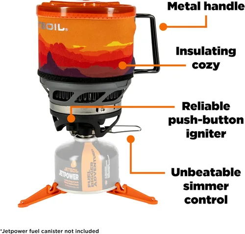 Miniatura 5 de Jetboil MiniMo - Sistema de cocina para estufa de camping y mochileros con control de calor ajustable Puesta de sol