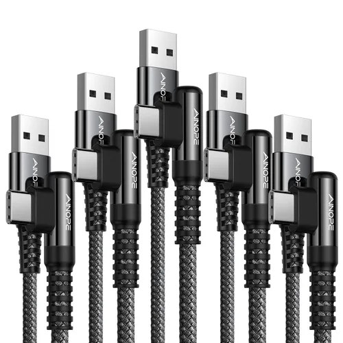 Miniatura 39 de AINOPE Cable USB a USB C [2 unidades, 6.6 pies] 3.1A tipo C cargador de carga rápida, cable USB C en ángulo recto para iPhone 17 Carplay, Galaxy Gris